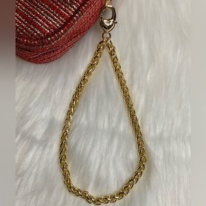 Replacement Metal Chain Handle Wrist Strap Wristlet For Clutch Pouch Gold
